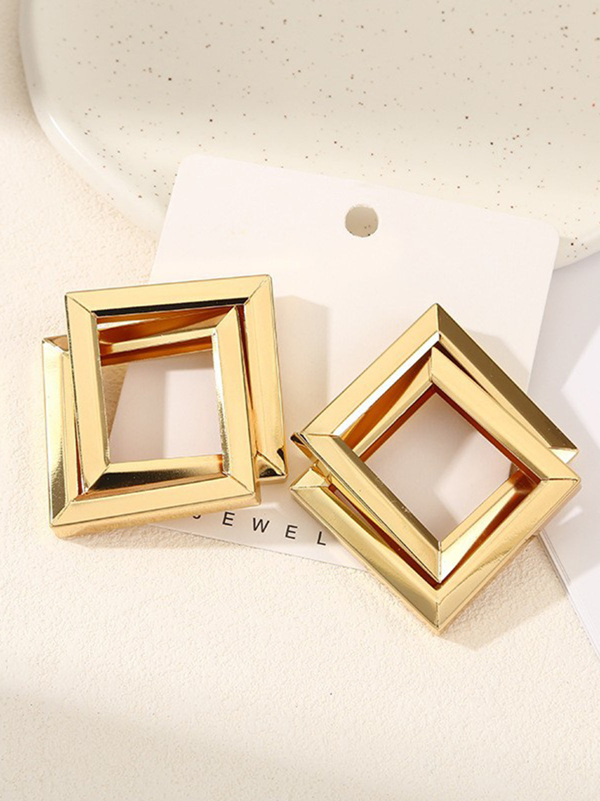 Metal Cross Rhombic Earrings