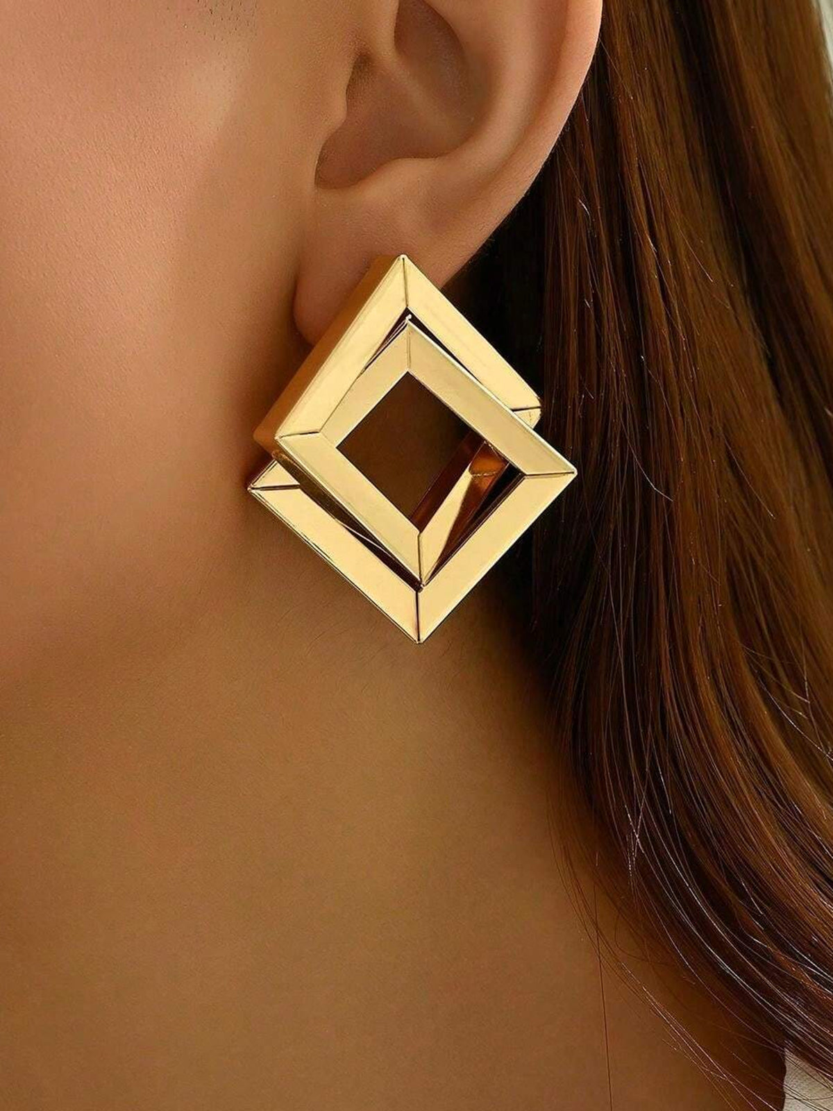 Metal Cross Rhombic Earrings