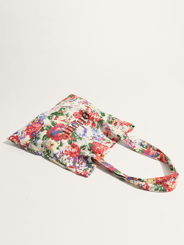 Cotton Tropical Floral Print Bag