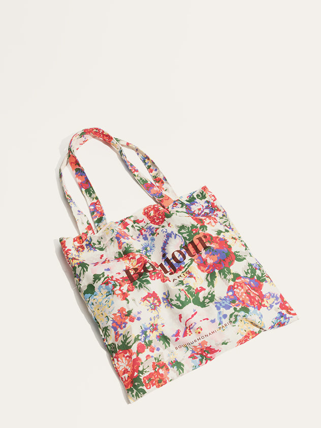 Cotton Tropical Floral Print Bag