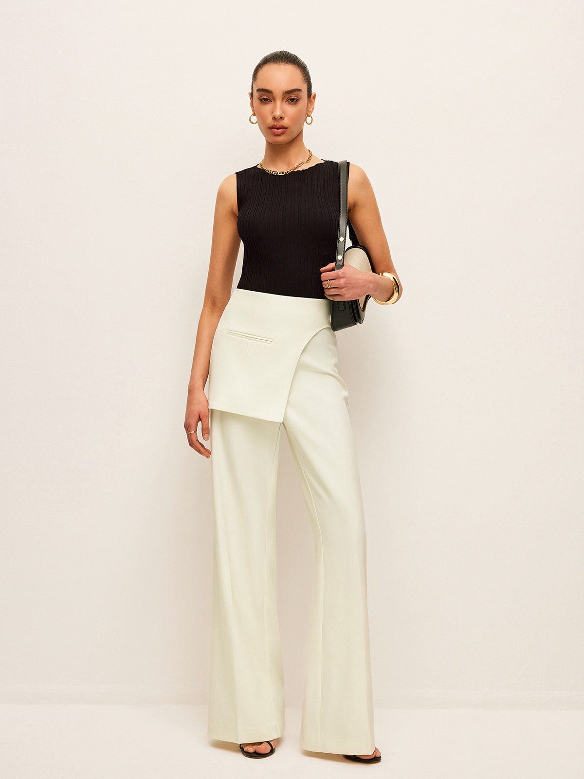 Mid-Waist Pockets Pants With Wrap Detail