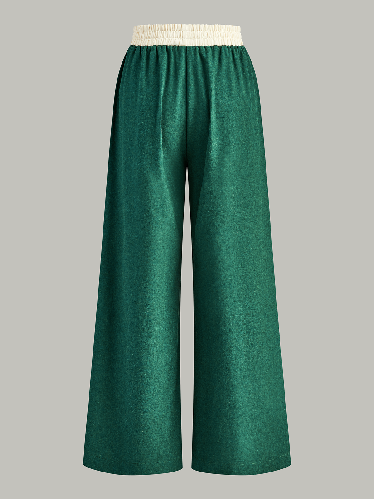 Contrast Trim Crop Top and Wide-Leg Pants Set