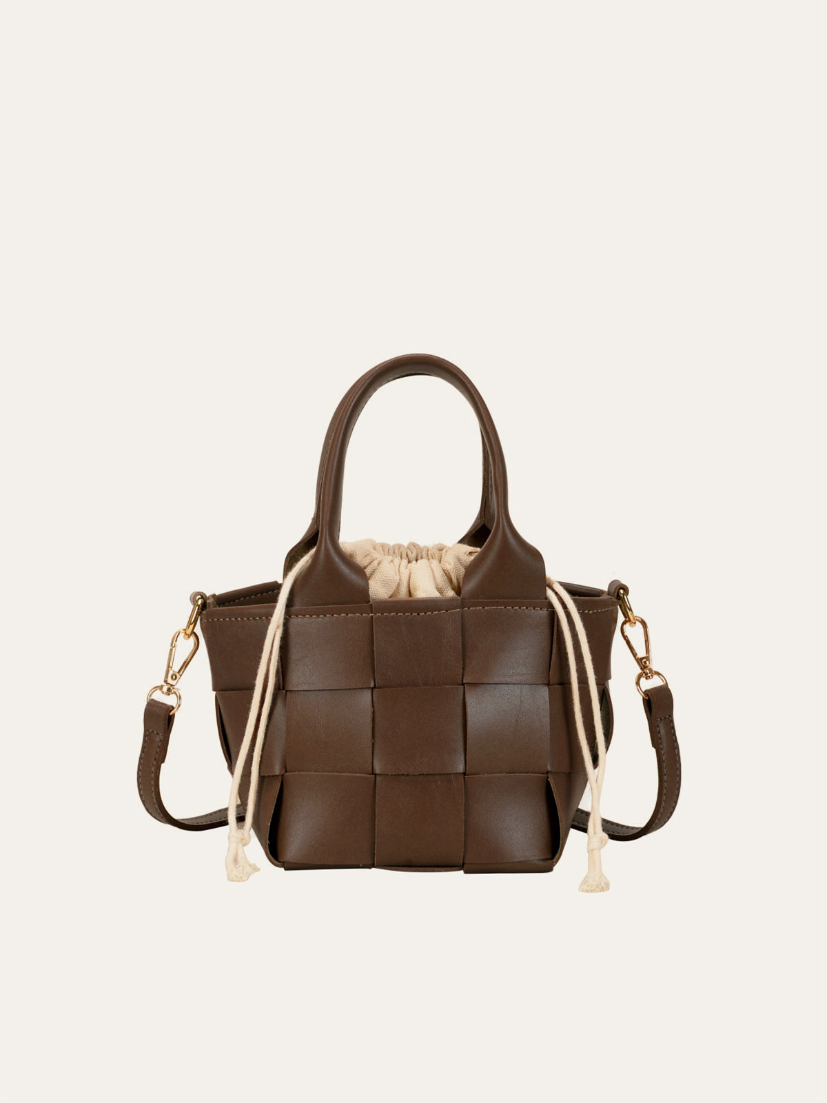 Faux Leather Woven Tote Bag