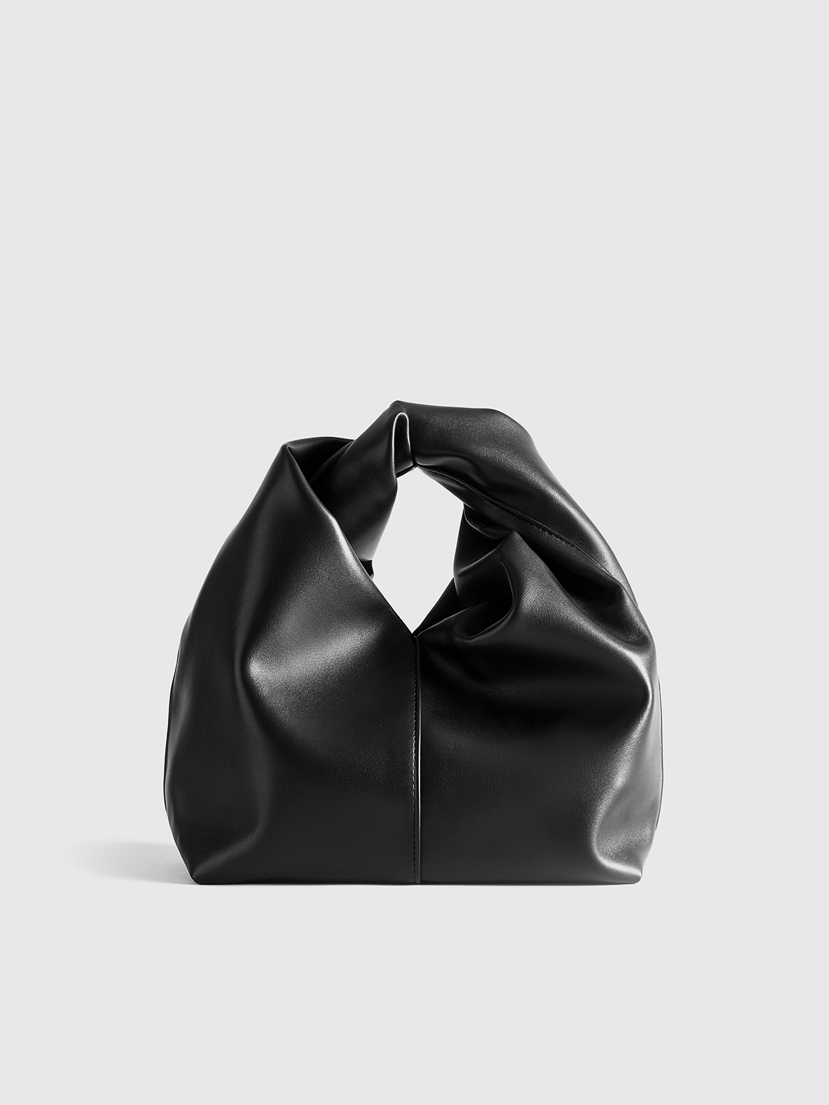 PU Leather Handbag with Twisted Top Handle