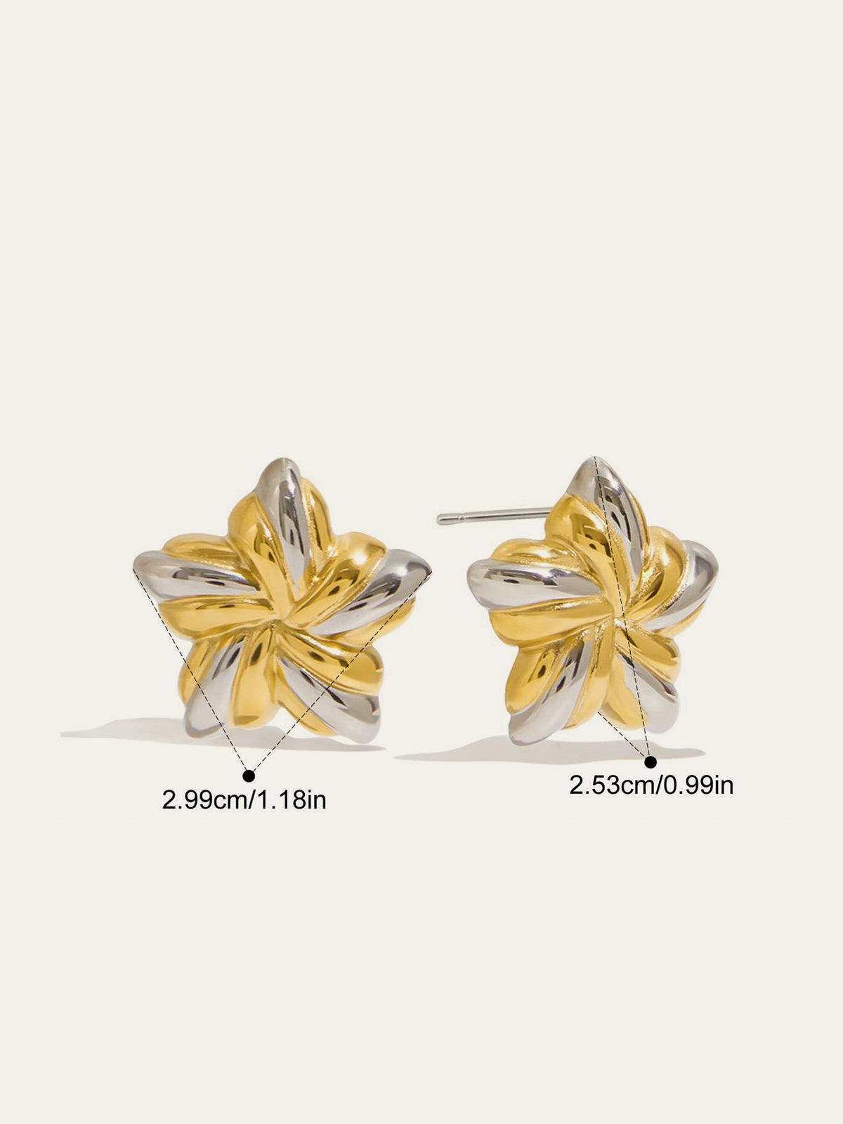 Two-Tone Flower-Shaped Stud Earrings