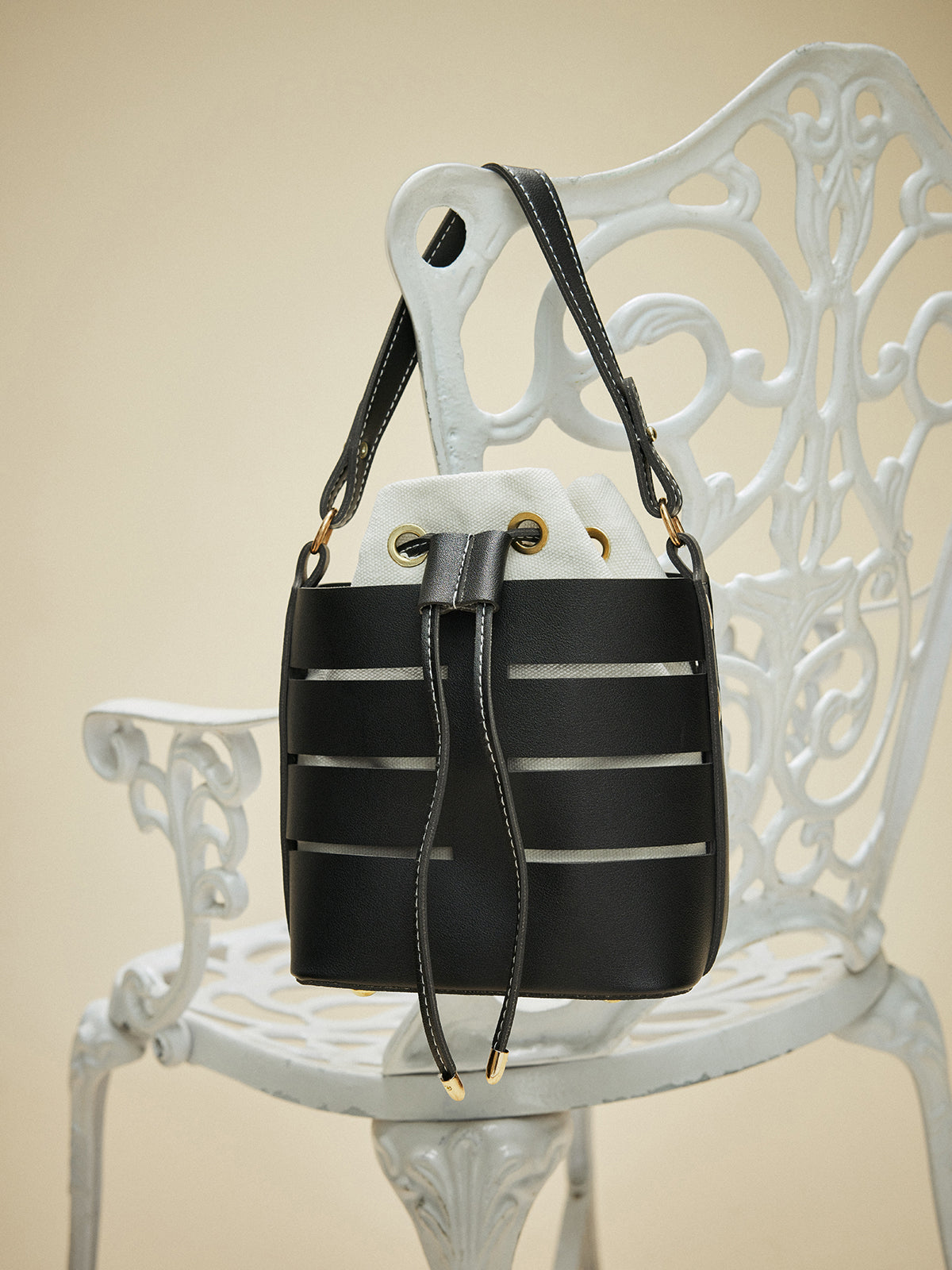 Drawstring Strap Detail Bucket Bag