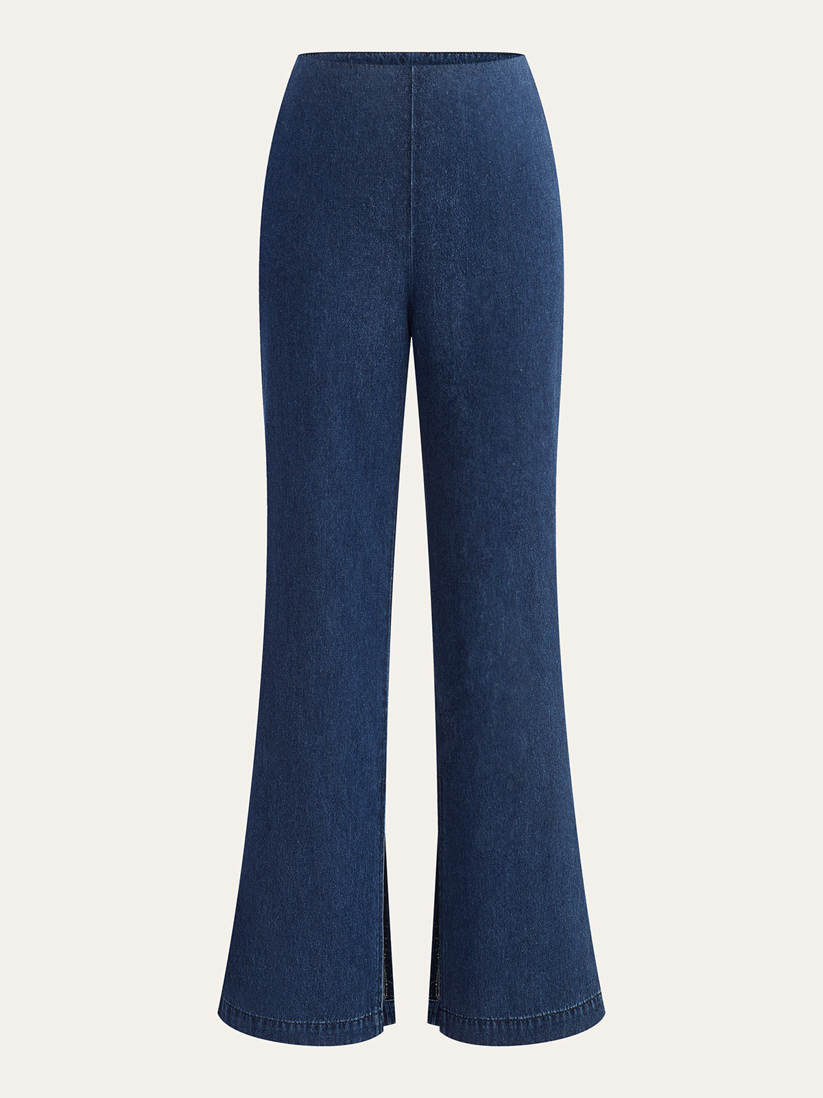 Front-Slit High-Waisted Denim Pants