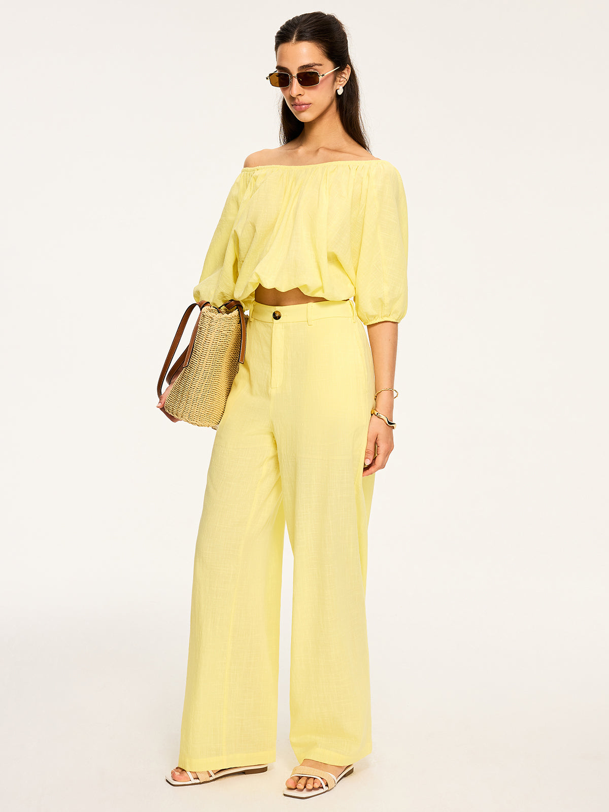 Mid-Waisted Wide-Leg Pants