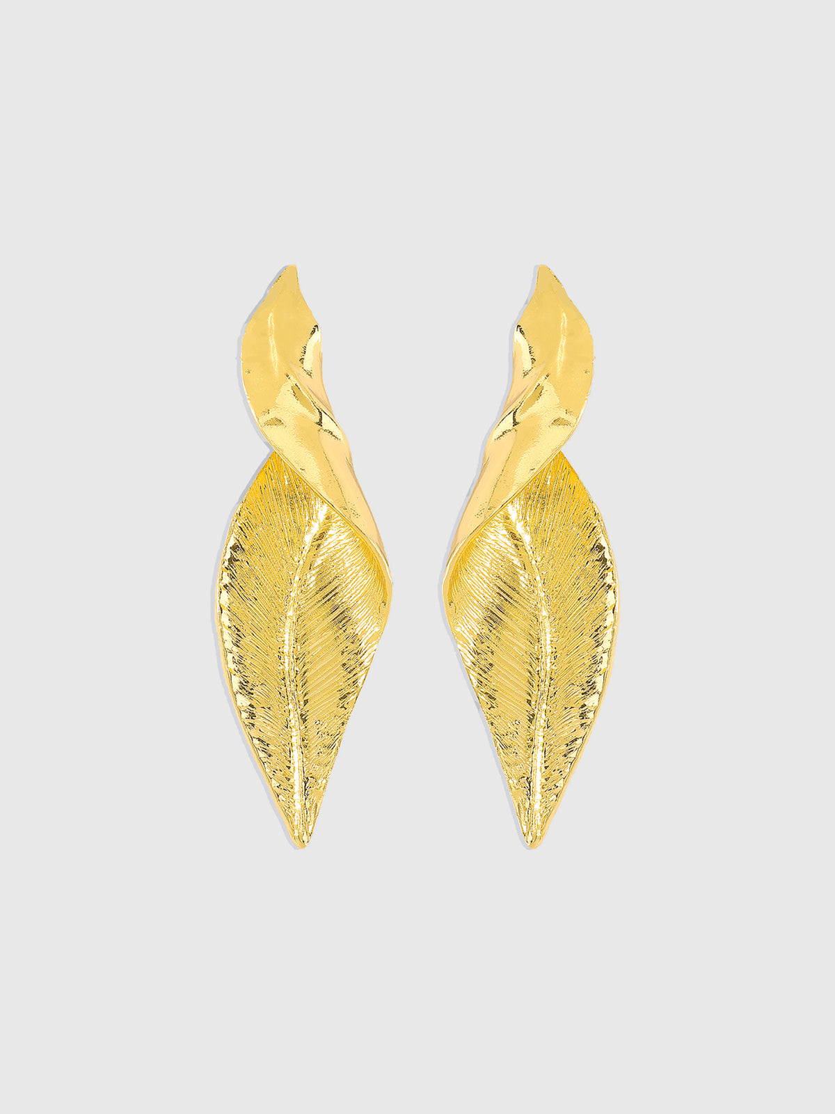 Golden Leaf-Shaped Drop Earrings