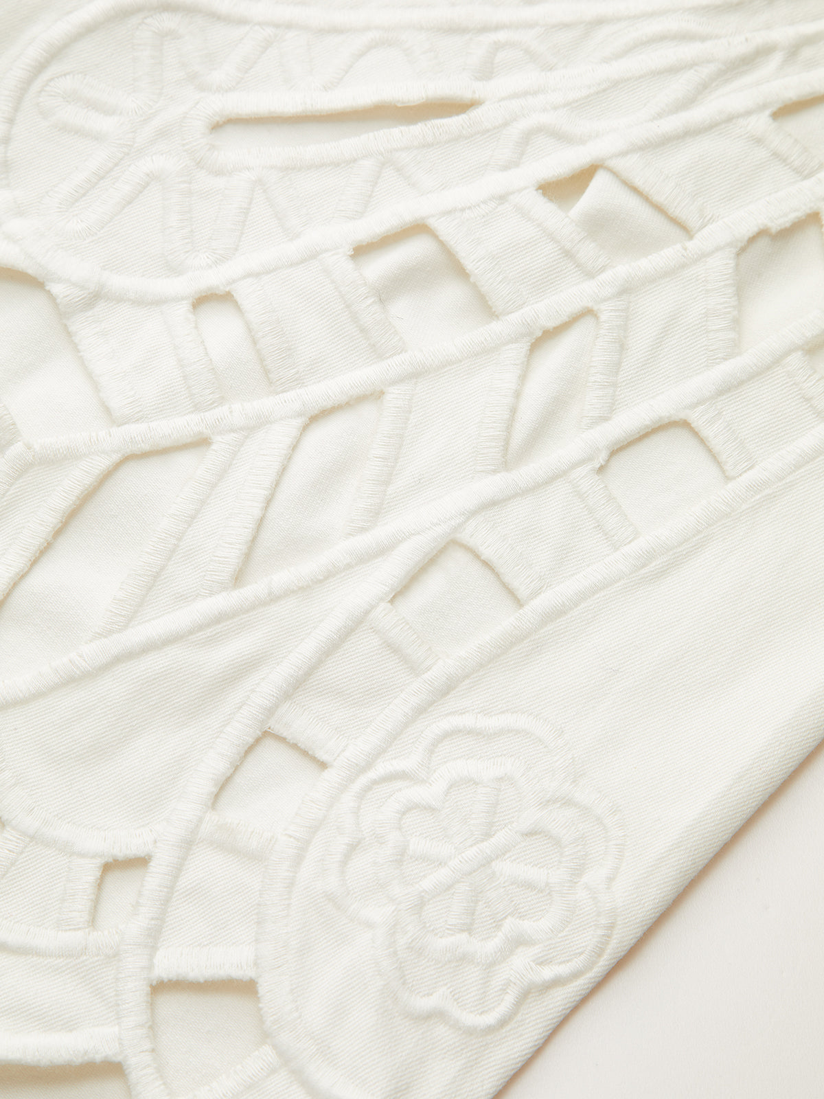 Embroidery Cut-Out Wide-Leg Pants