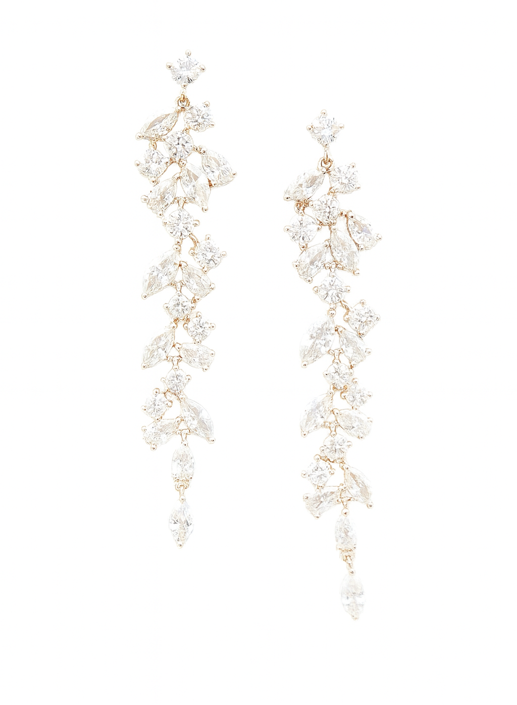 Rose gold leaf dance earrings with zirconia